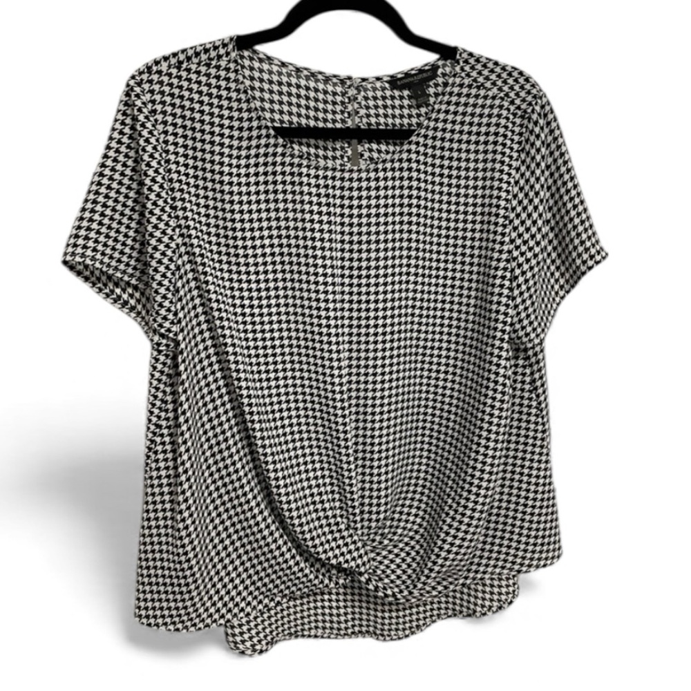 Banana Republic Houndstooth Knot-Front Blouse – Size L Clean Girl